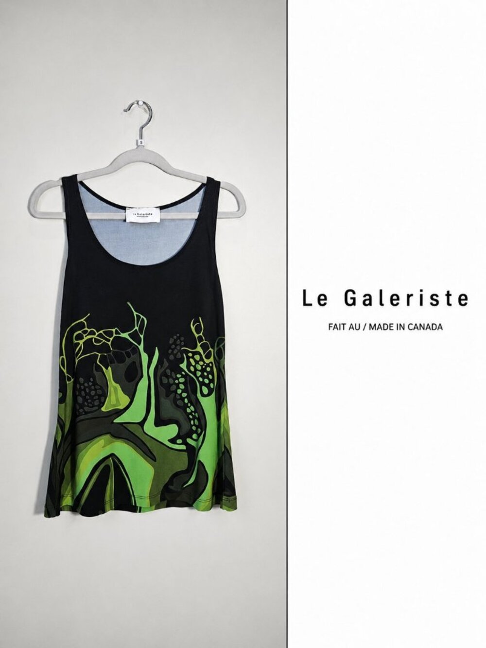 Le Galeriste Canadian Artist Print Tank Top – Abstract Green & Black – Size Smal